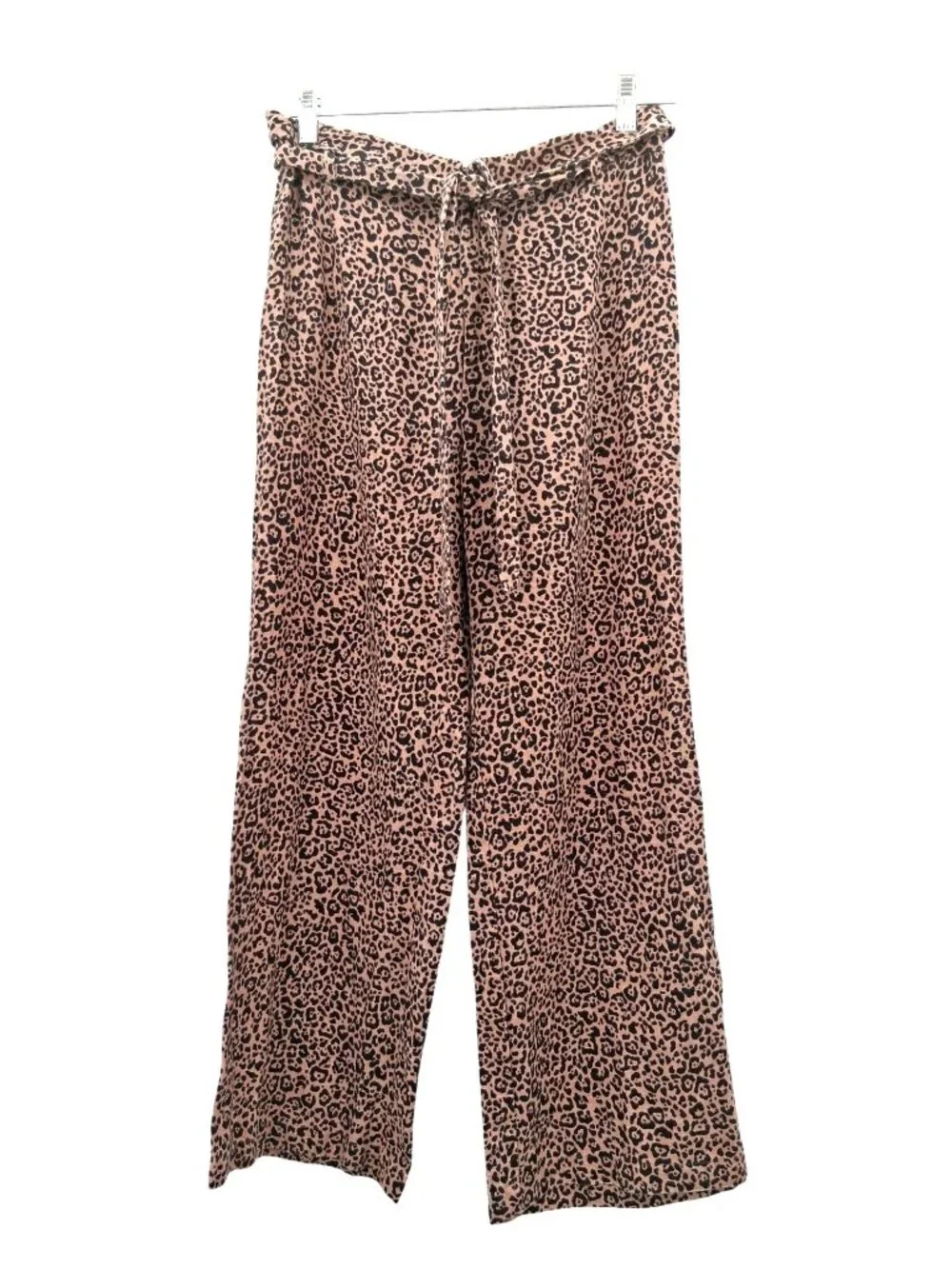 Reformation JACKIE Leopard Print Wide Leg Crop Linen Pants Size 4